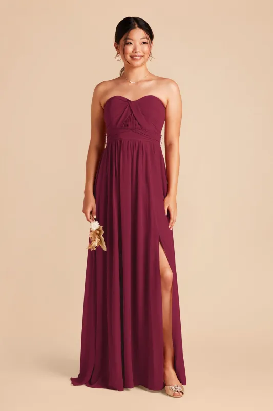 Grace Chiffon Dress With Slit - Berry sold by Birdy Grey