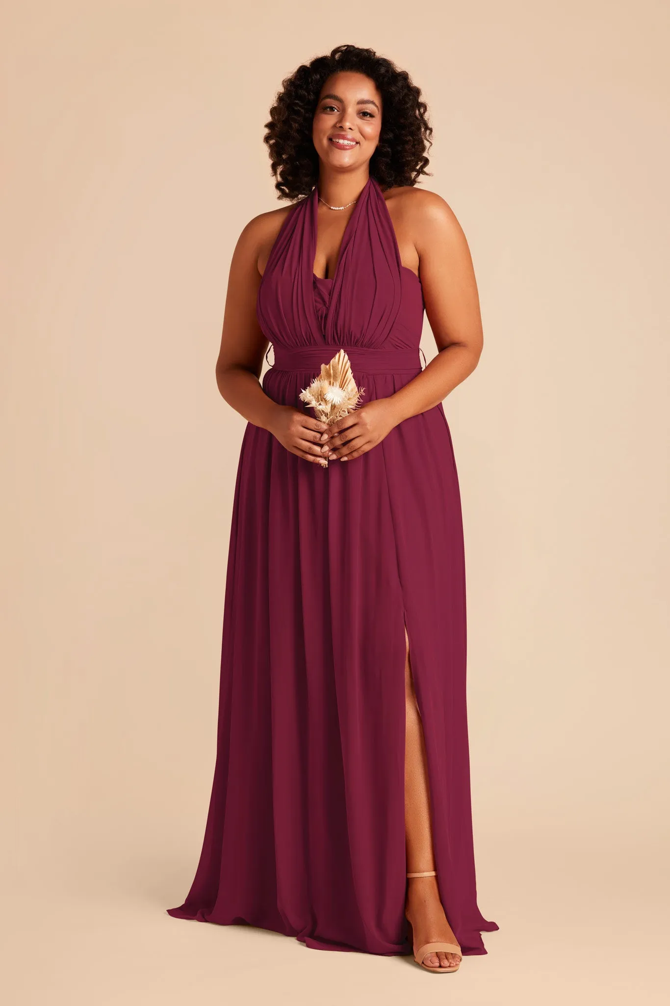 Grace Chiffon Dress With Slit - Berry sold by Birdy Grey product image thumbnail 2
