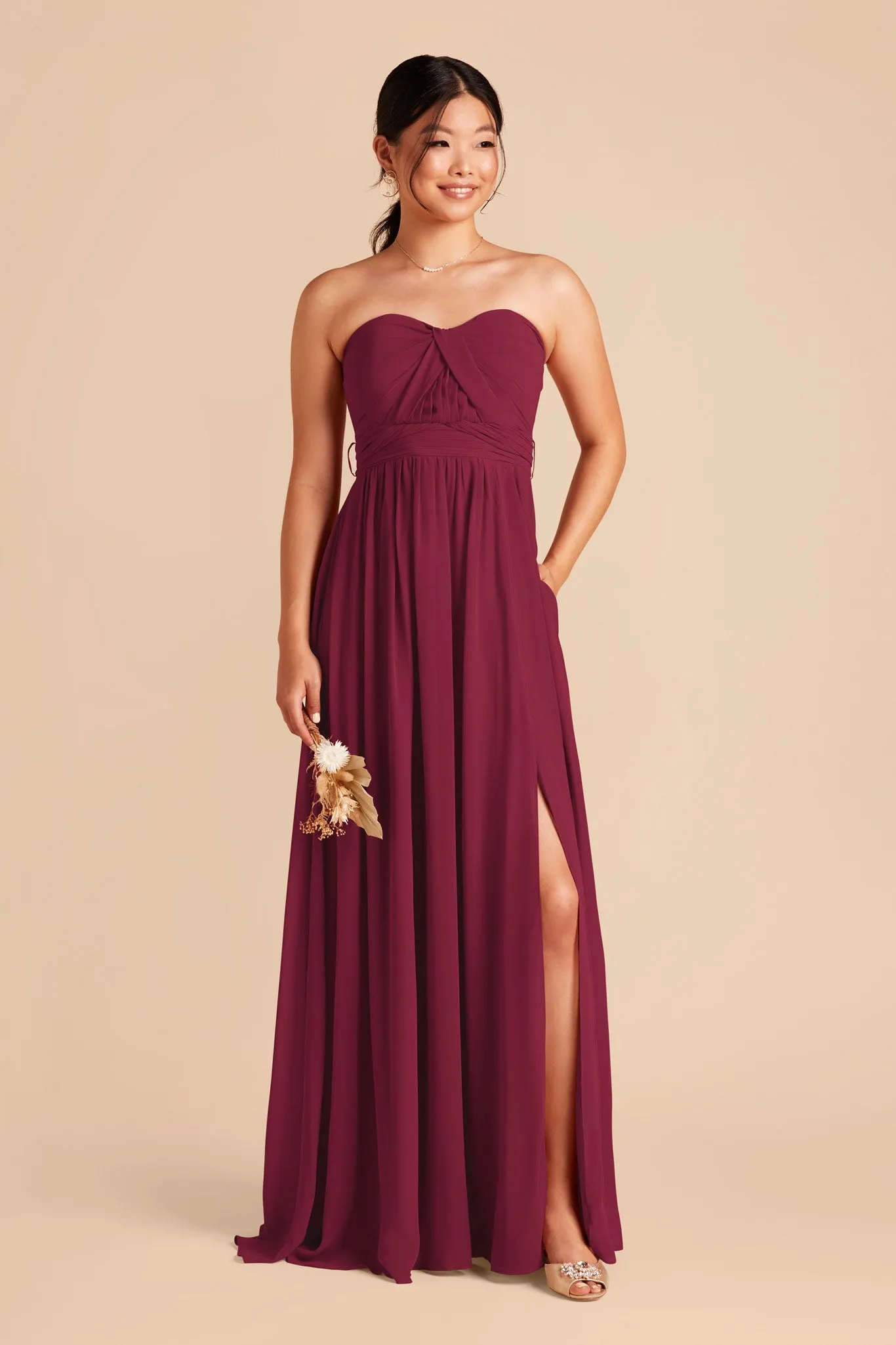 Grace Chiffon Dress With Slit - Berry sold by Birdy Grey product image thumbnail 5