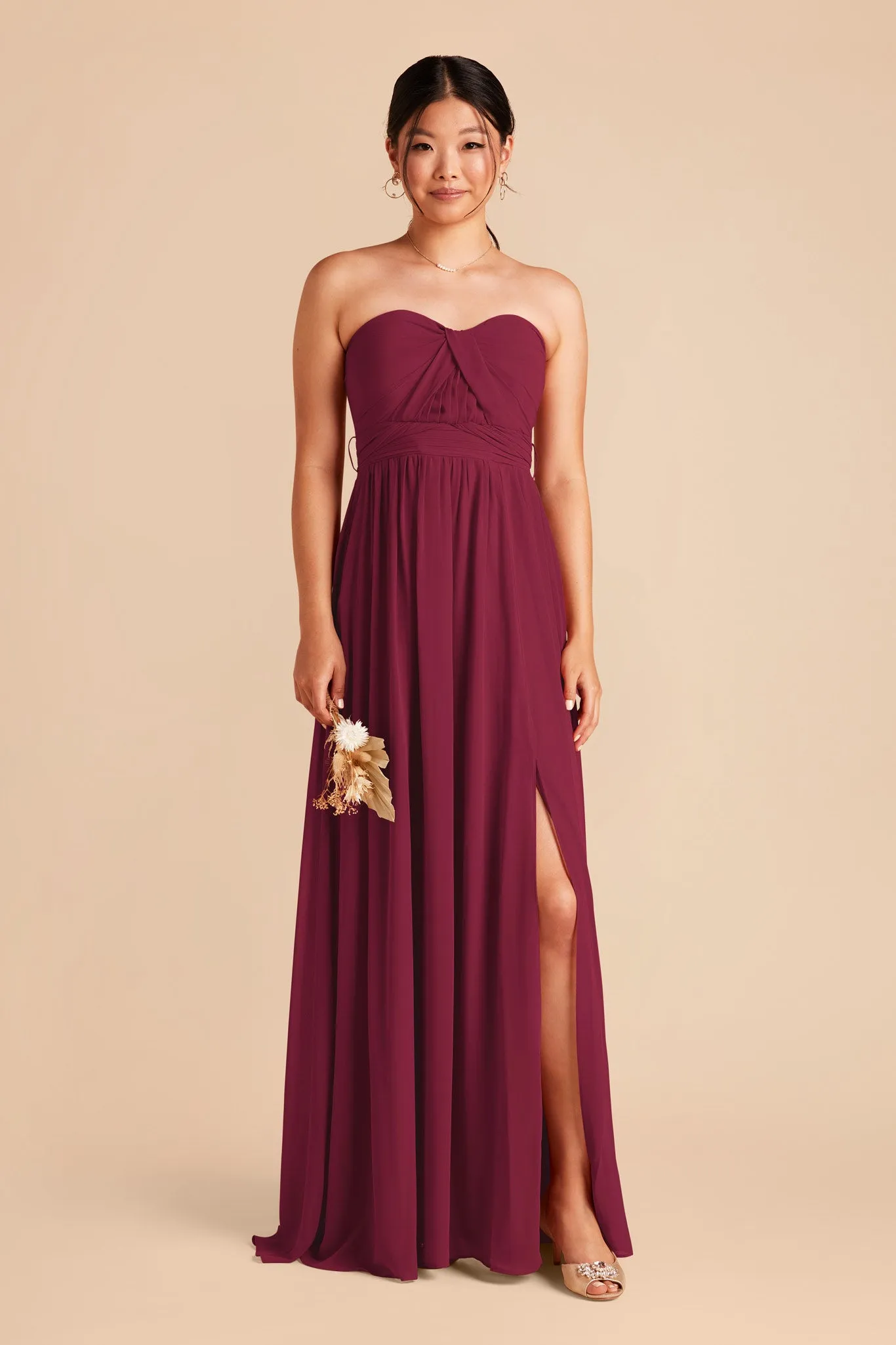 Grace Chiffon Dress With Slit - Berry sold by Birdy Grey product image thumbnail 3