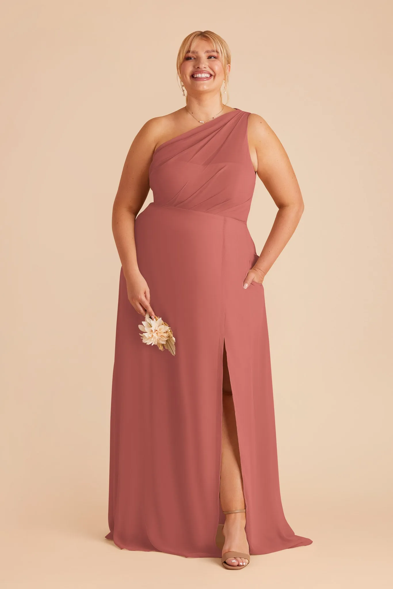 Kira Chiffon Dress With Slit - Wild Rose sold by Birdy Grey product image thumbnail 2