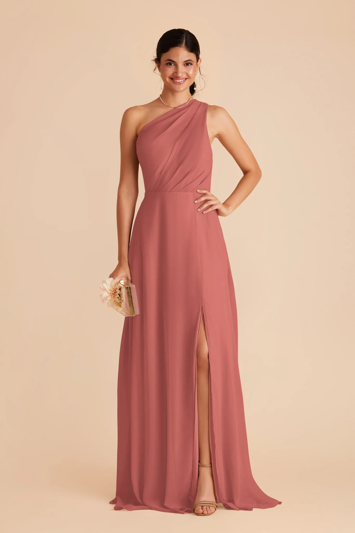 Kira Chiffon Dress With Slit - Wild Rose sold by Birdy Grey product image thumbnail 4