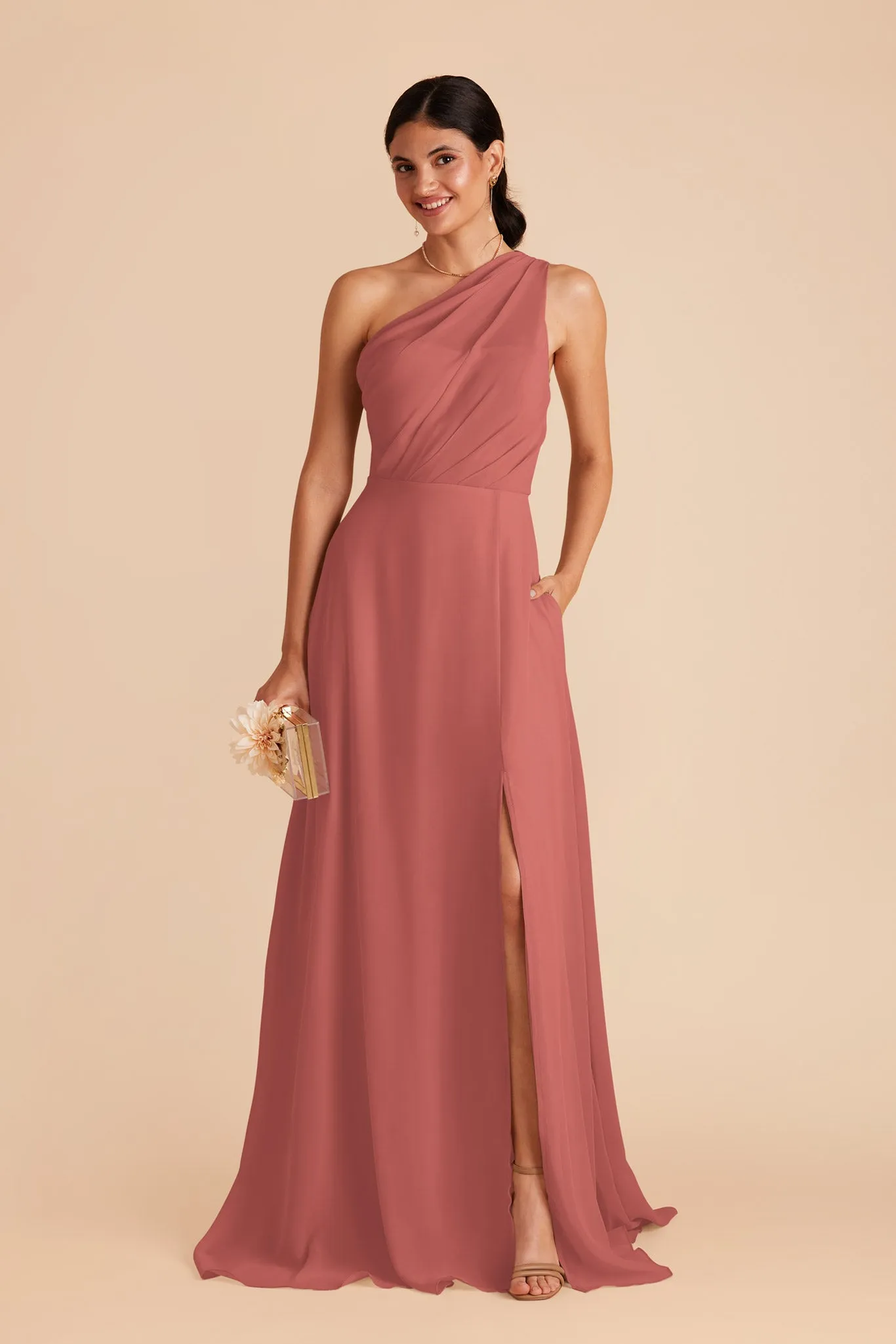 Kira Chiffon Dress With Slit - Wild Rose sold by Birdy Grey product image thumbnail 3