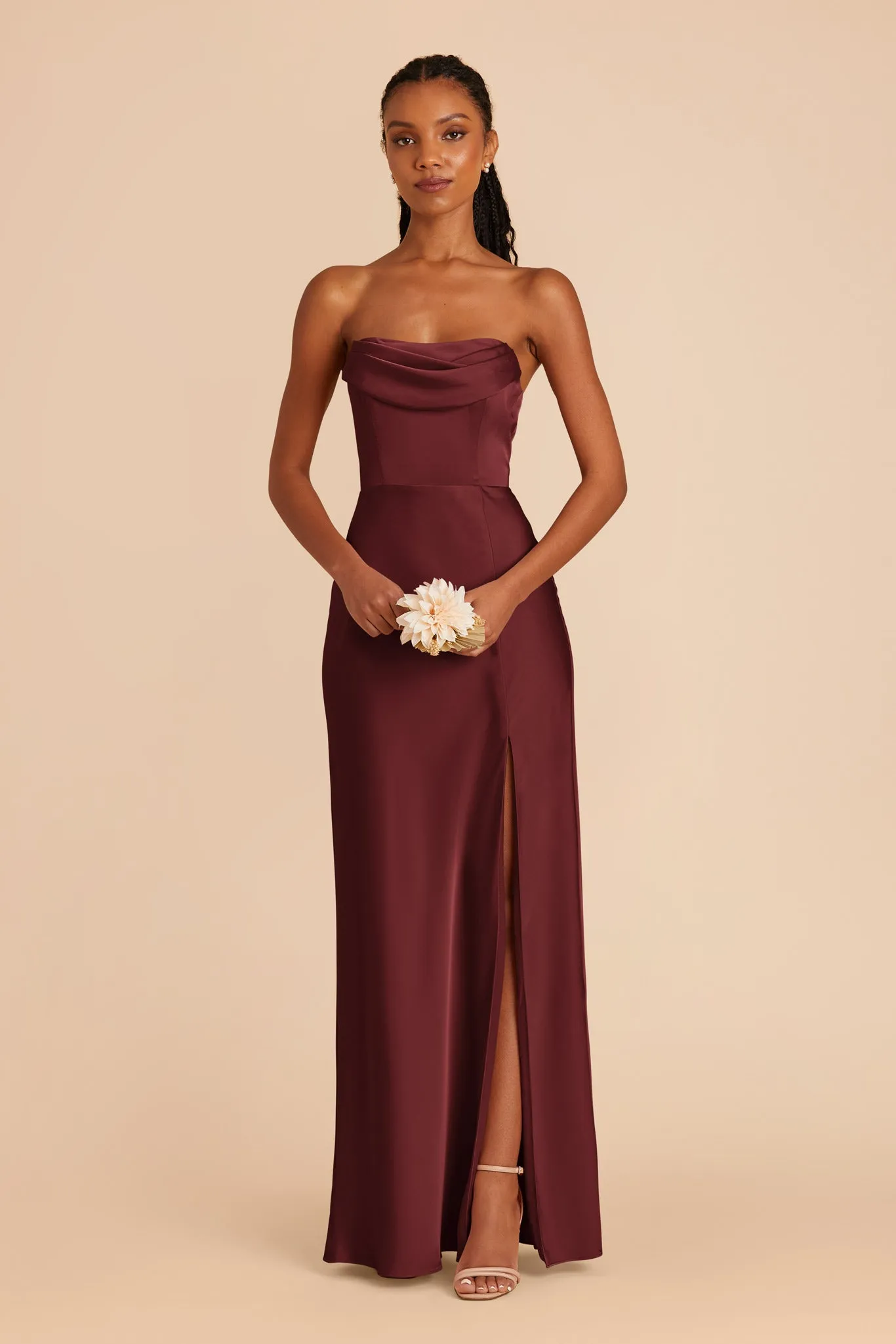 Mia Matte Satin Dress - Cabernet sold by Birdy Grey product image thumbnail 3