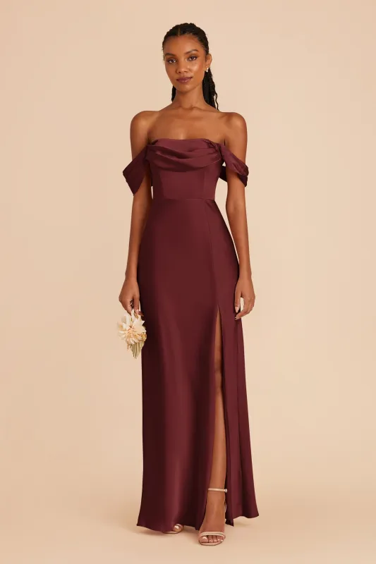 Mia Matte Satin Dress - Cabernet sold by Birdy Grey