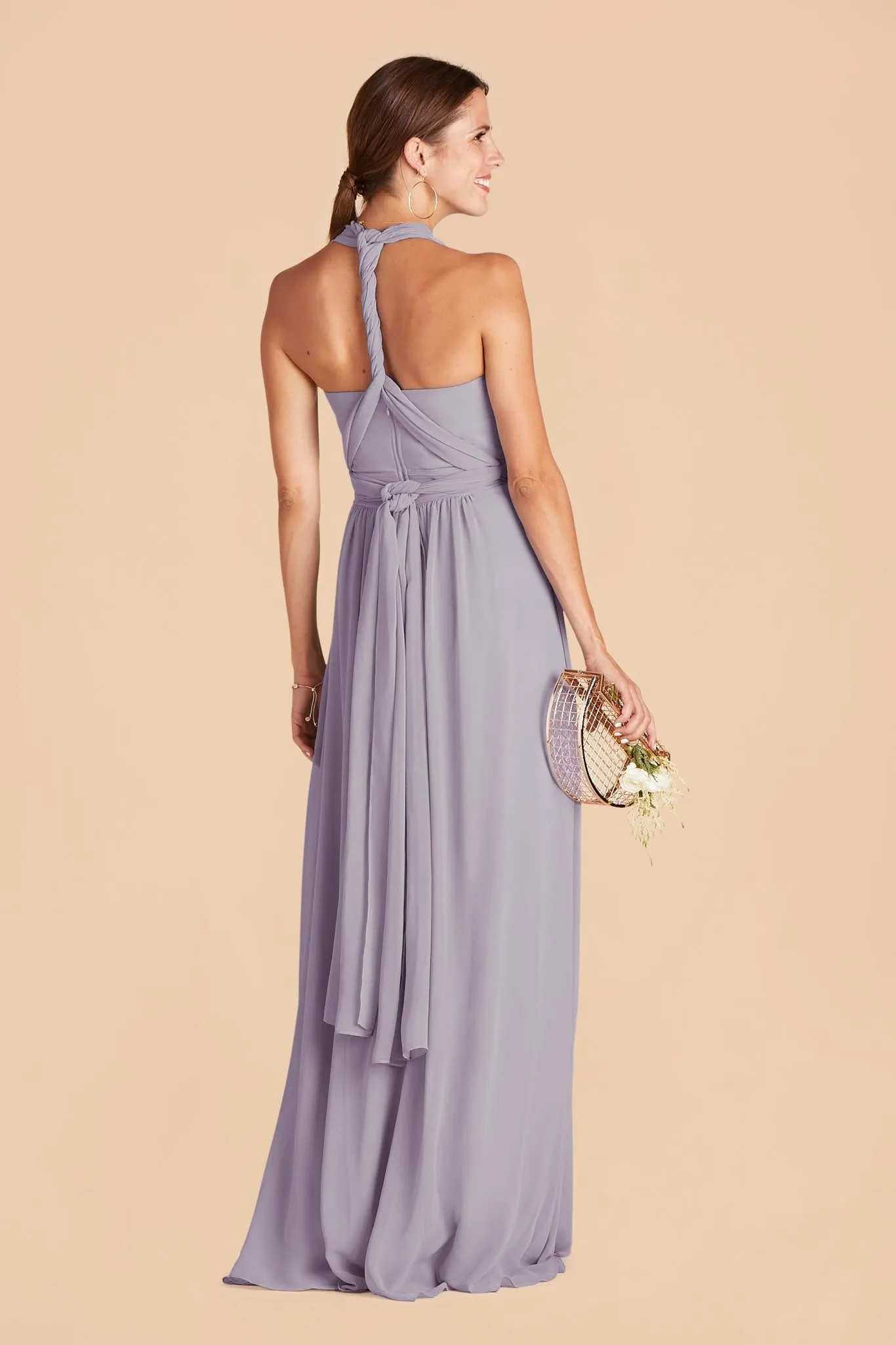 Grace Chiffon Dress With Slit - Dusty Lilac sold by Birdy Grey product image thumbnail 5