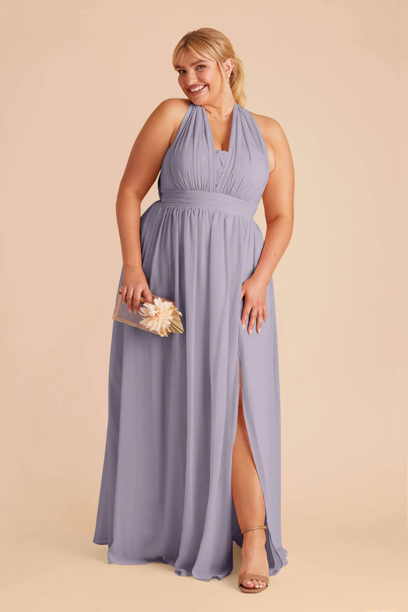 Grace Chiffon Dress With Slit - Dusty Lilac sold by Birdy Grey product image thumbnail 2