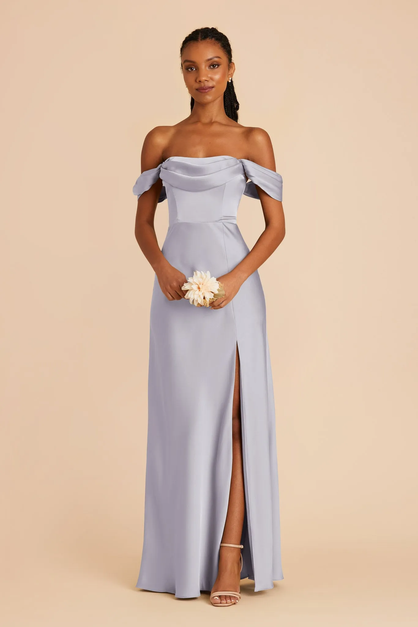 Mia Matte Satin Dress - Periwinkle Blue sold by Birdy Grey