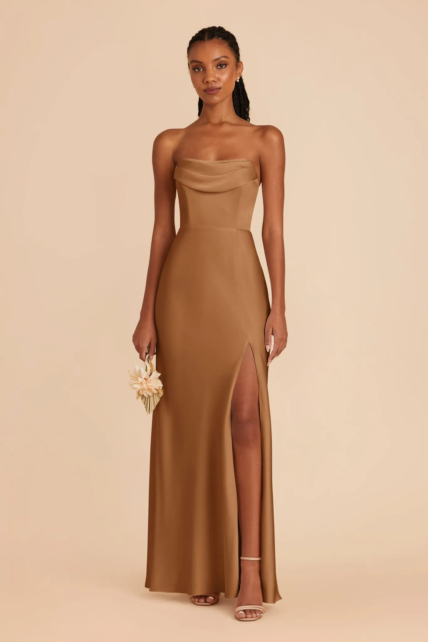 Mia Matte Satin Dress - Copper sold by Birdy Grey