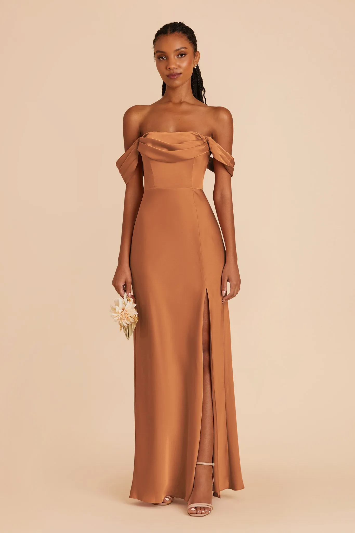 Mia Matte Satin Dress - Rust sold by Birdy Grey