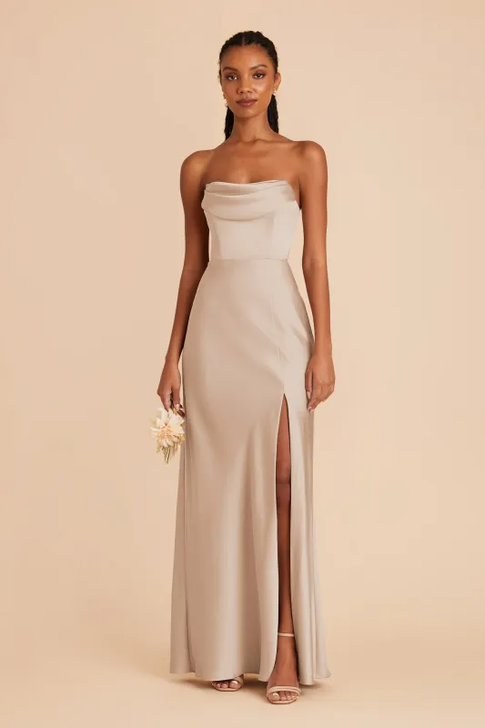 Mia Matte Satin Dress - Taupe sold by Birdy Grey
