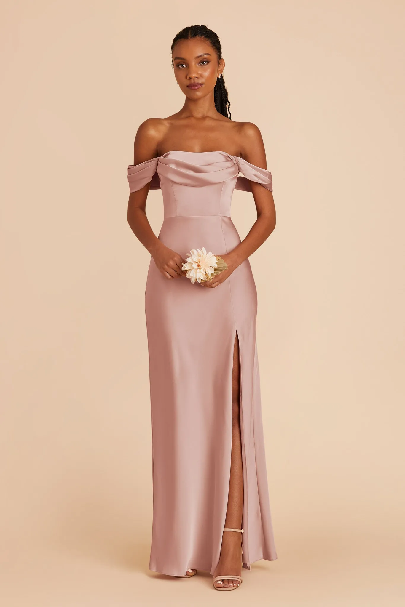 Mia Matte Satin Dress - English Rose sold by Birdy Grey product image thumbnail 4