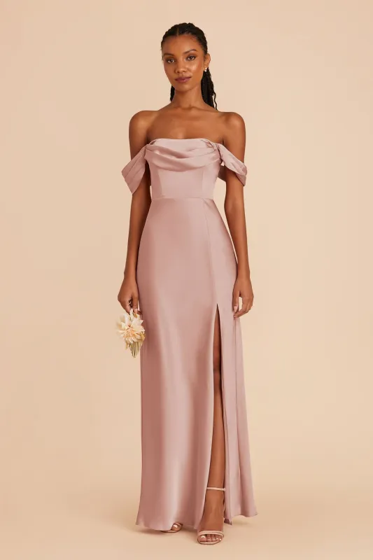 Mia Matte Satin Dress - English Rose sold by Birdy Grey
