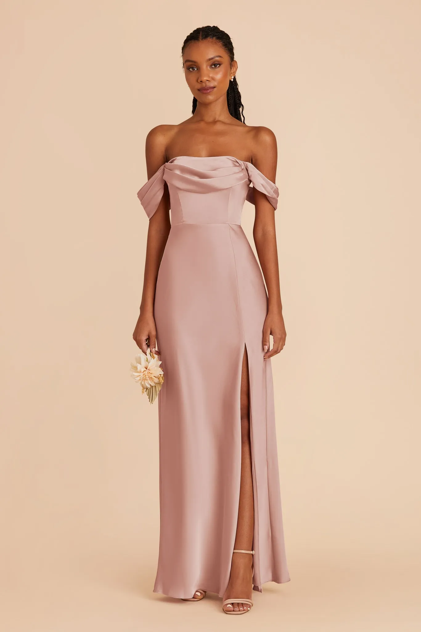 Mia Matte Satin Dress - English Rose sold by Birdy Grey