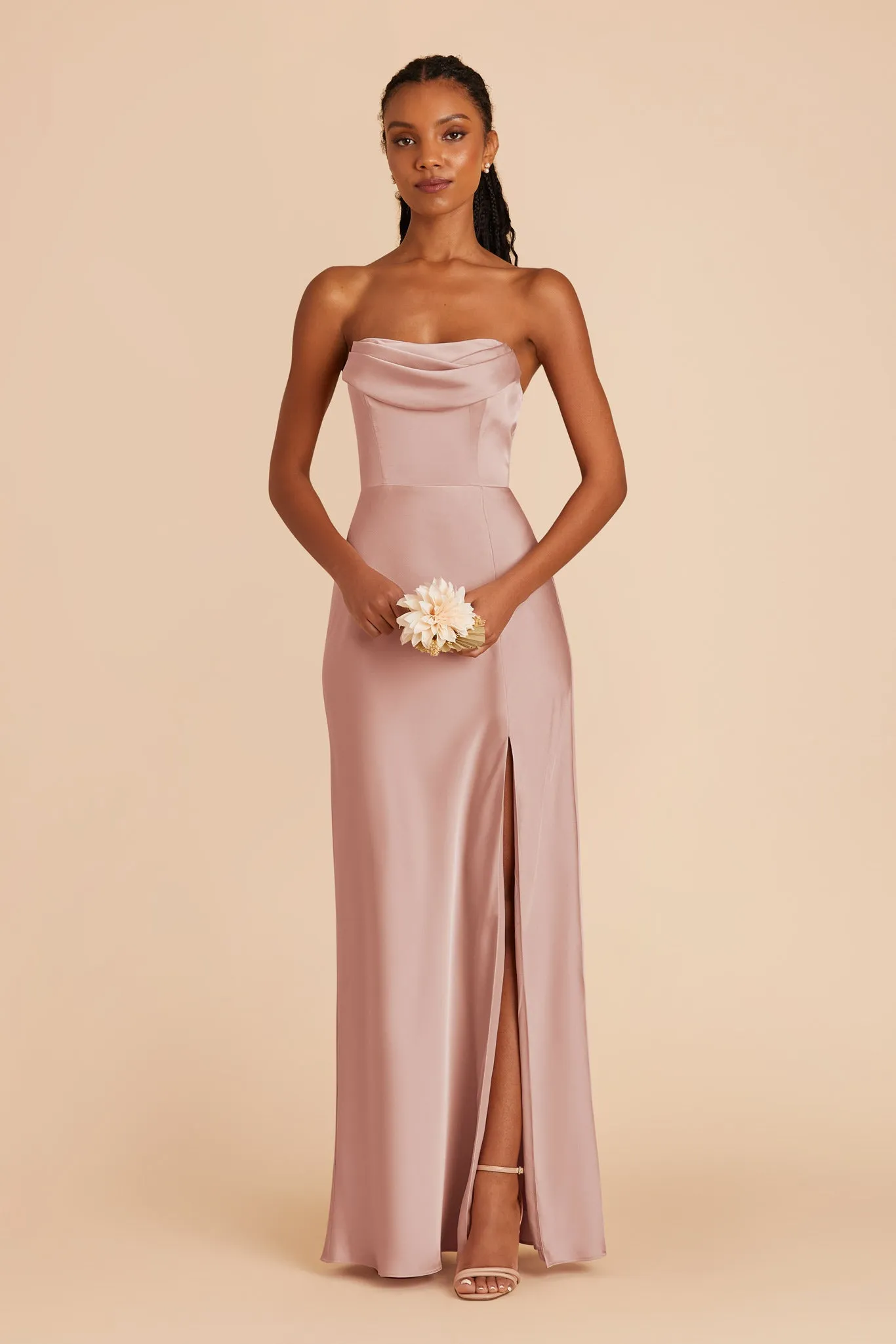 Mia Matte Satin Dress - English Rose sold by Birdy Grey product image thumbnail 3