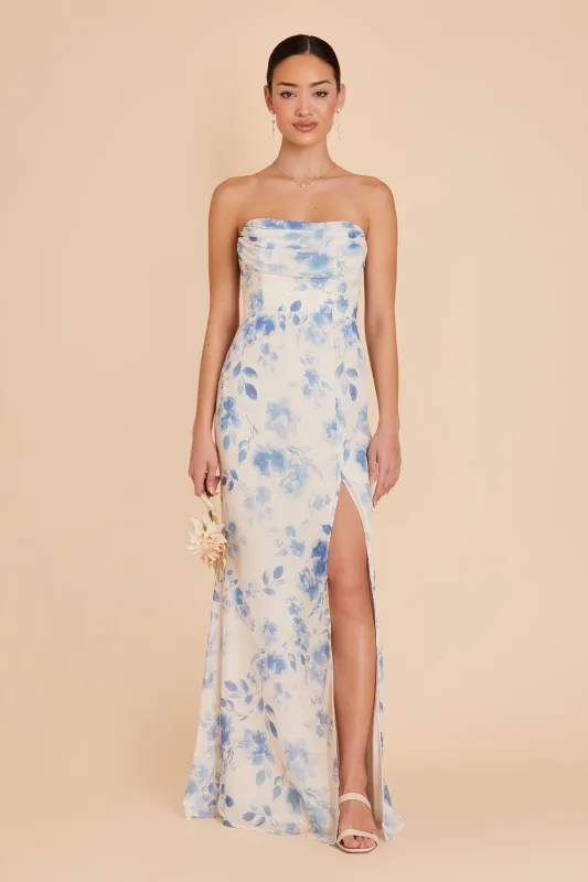 Mira Chiffon Dress - Blue Rococo Floral sold by Birdy Grey