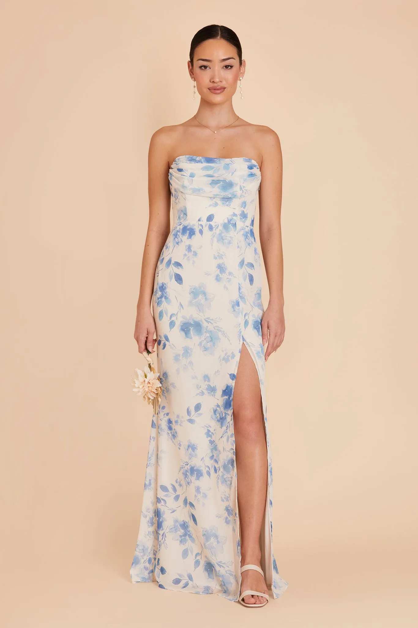 Mira Chiffon Dress - Blue Rococo Floral sold by Birdy Grey