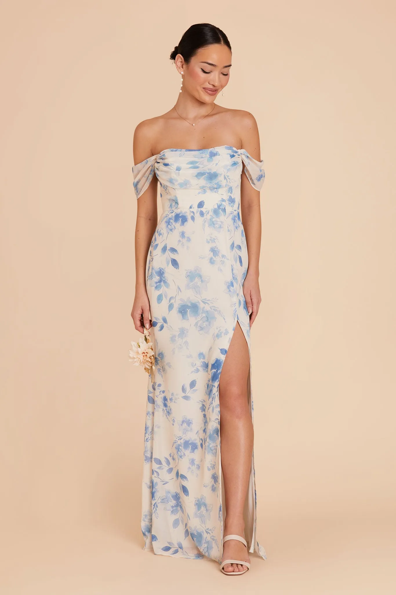 Mira Chiffon Dress - Blue Rococo Floral sold by Birdy Grey product image thumbnail 3