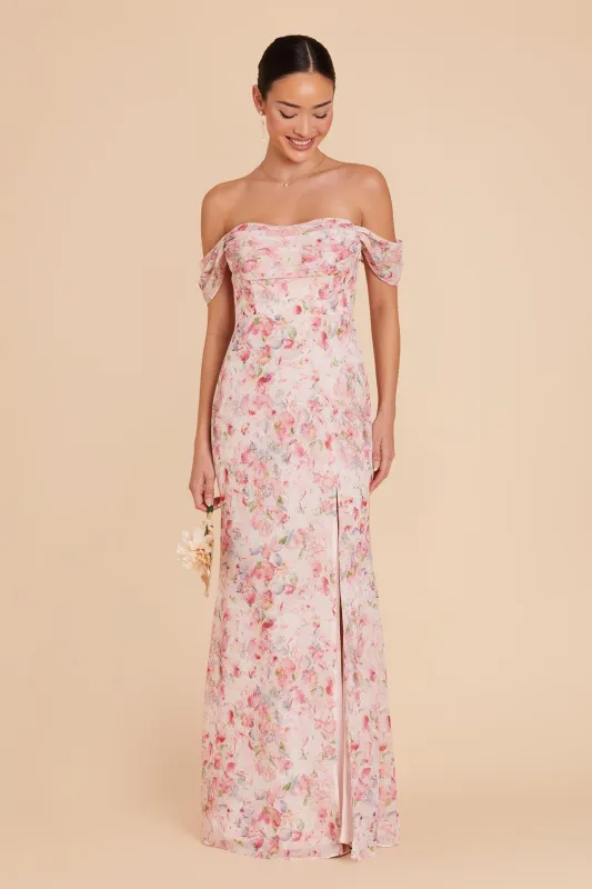 Mira Chiffon Dress - Pink Falling Petals sold by Birdy Grey