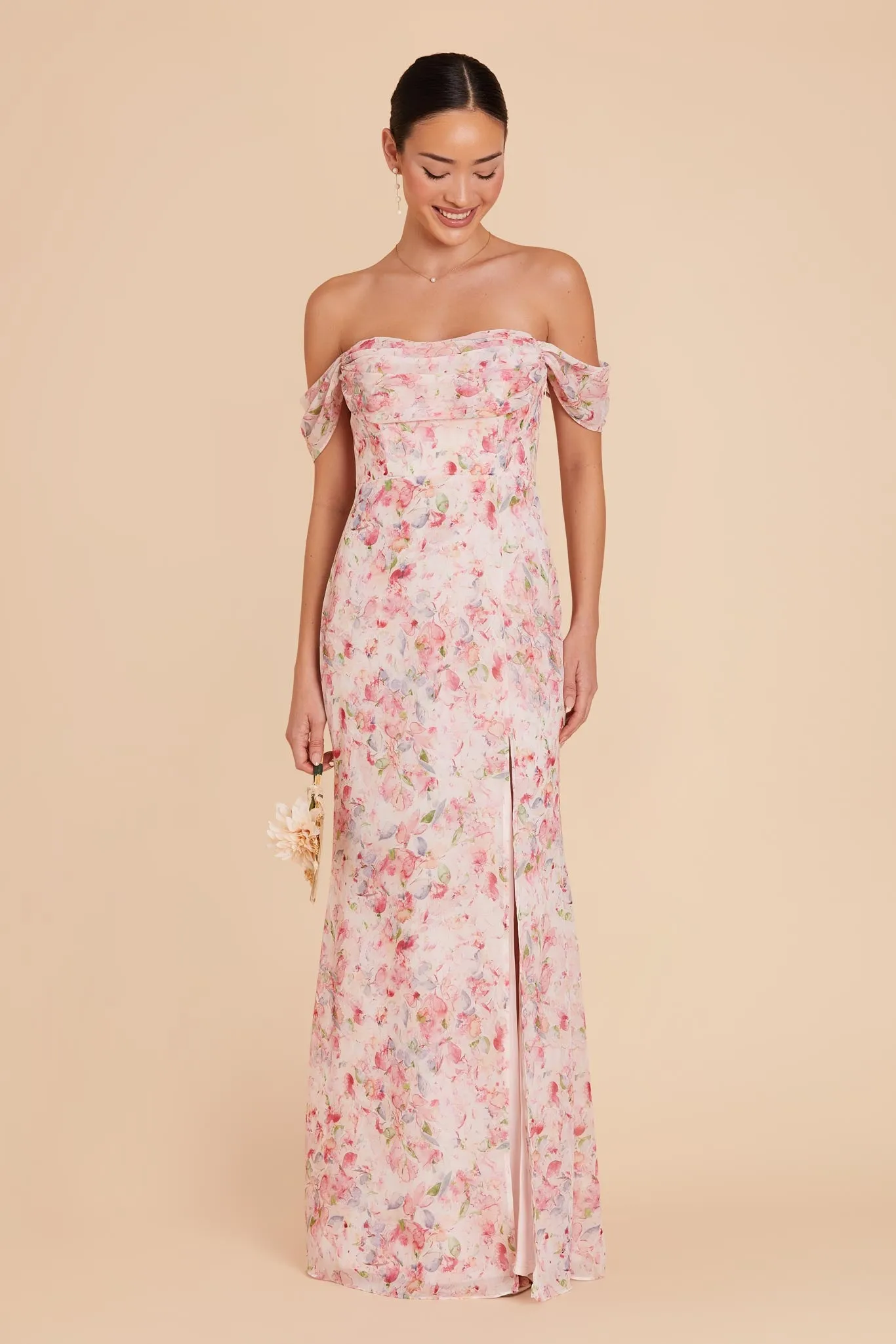 Mira Chiffon Dress - Pink Falling Petals sold by Birdy Grey