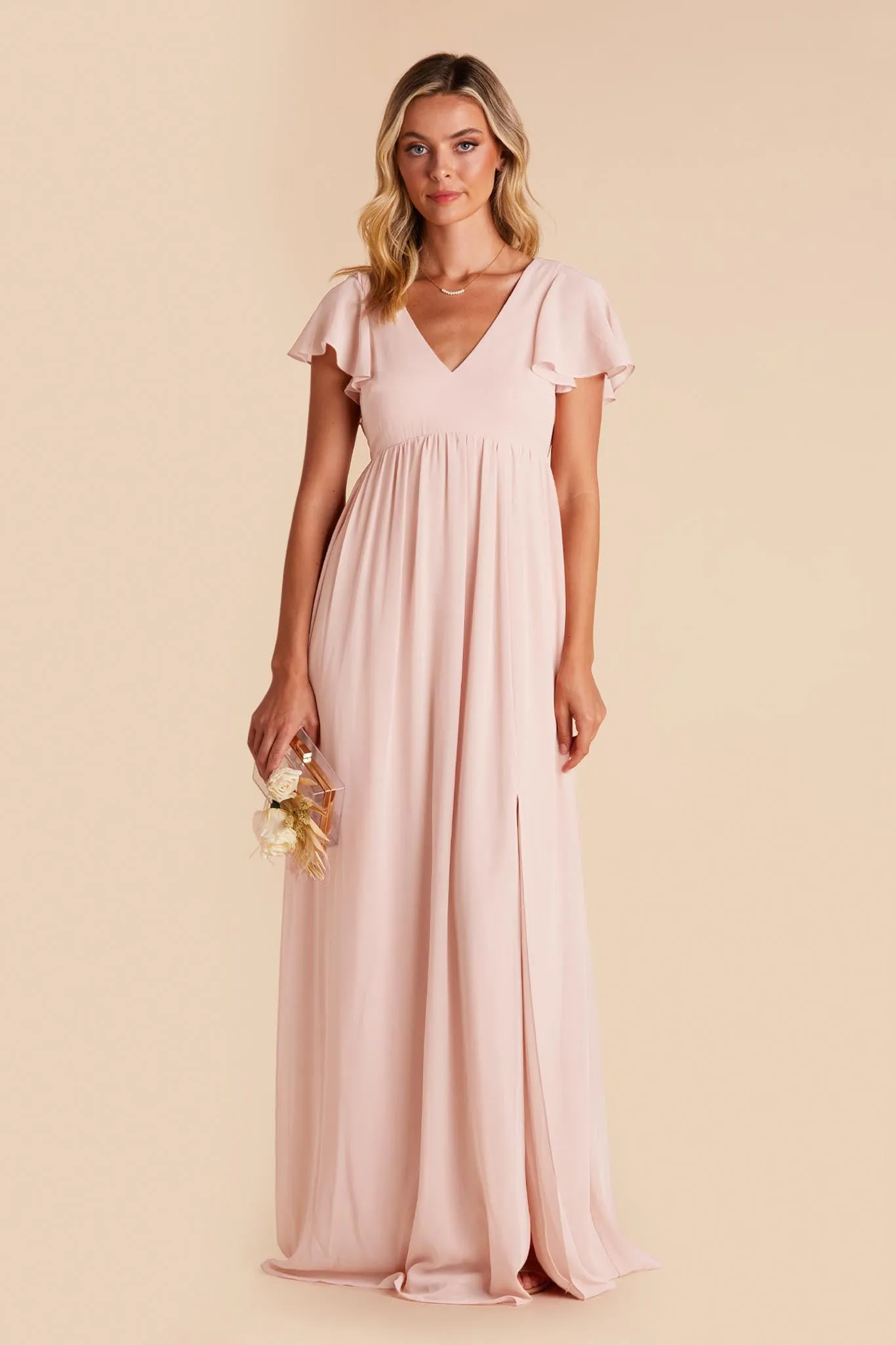 Hannah Chiffon Dress - Pale Blush sold by Birdy Grey