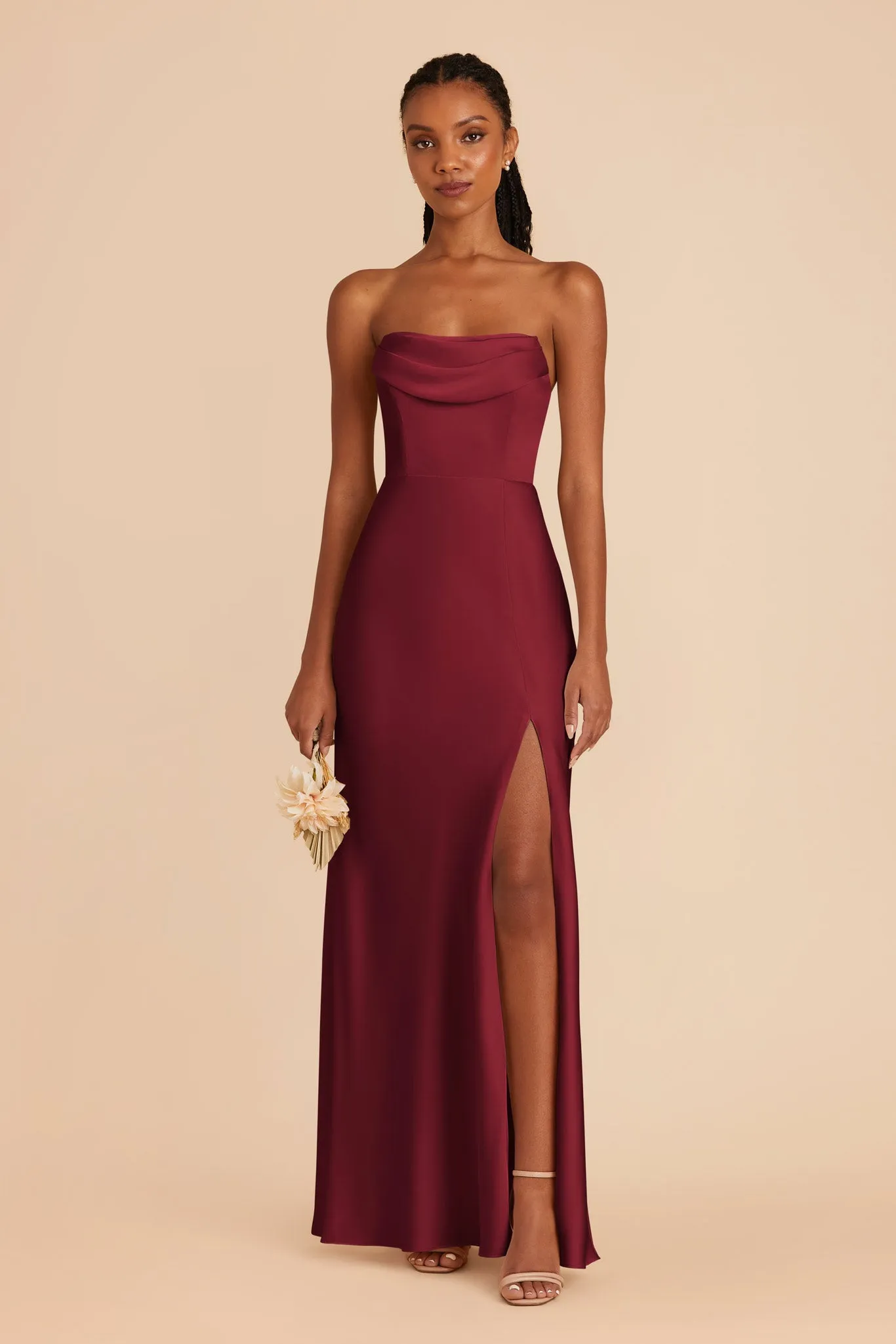Mia Matte Satin Dress - Burgundy sold by Birdy Grey