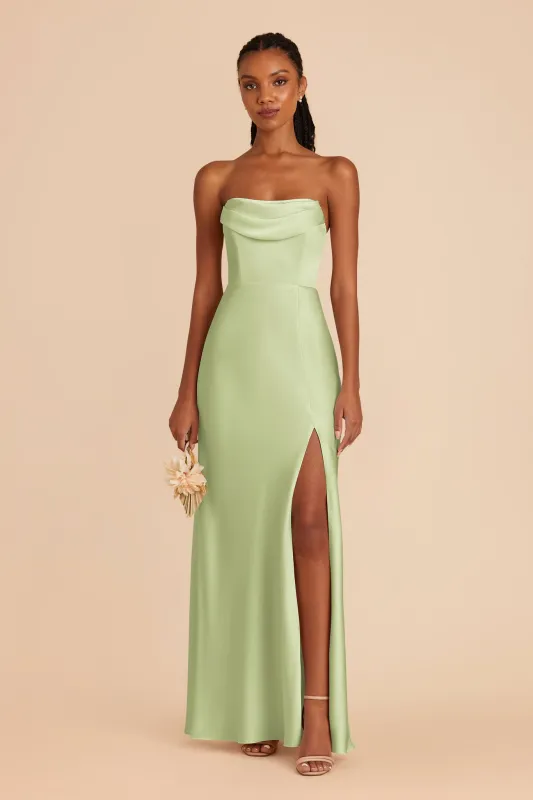 Mia Matte Satin Dress - Pale Pistachio sold by Birdy Grey