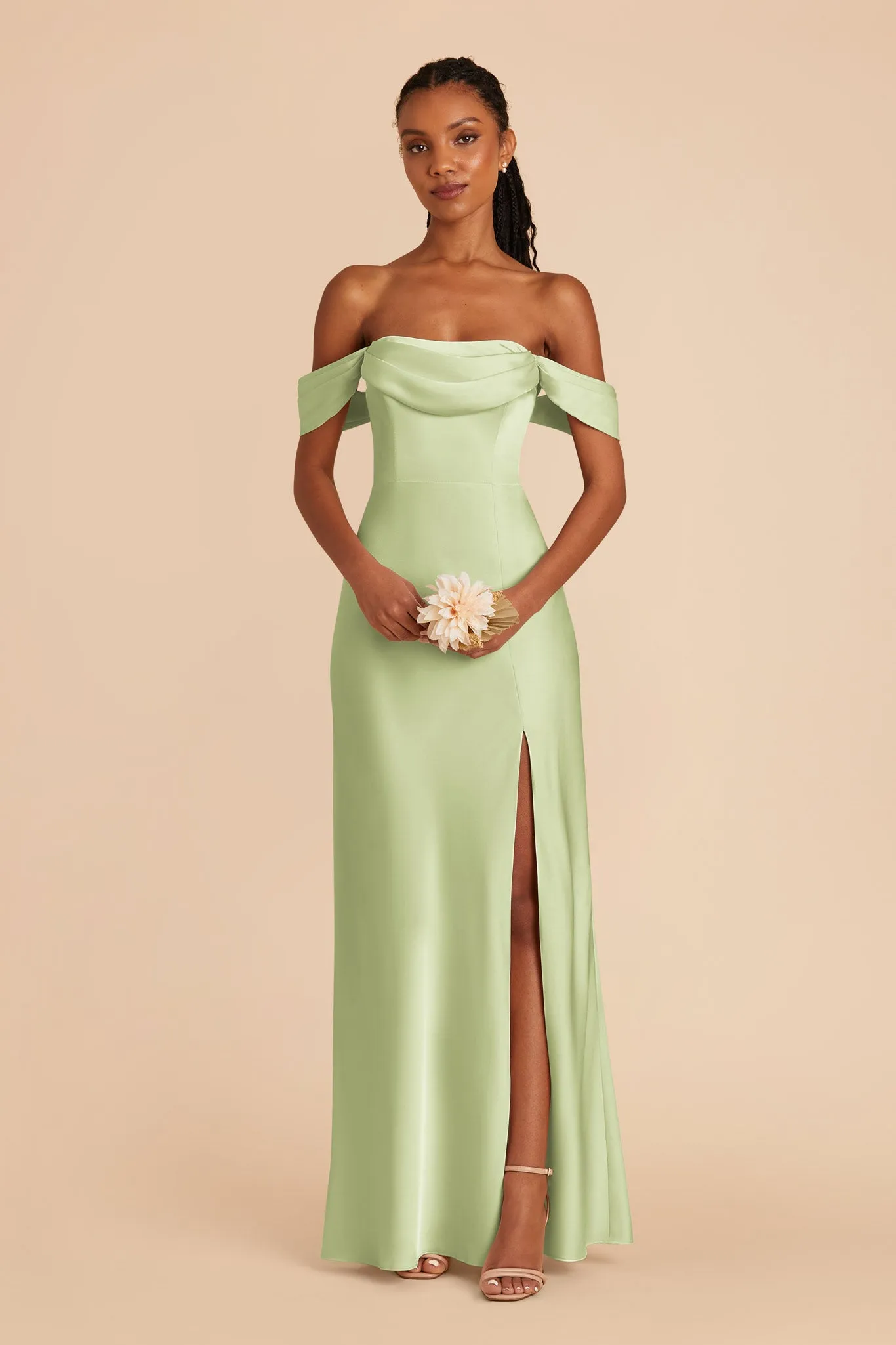 Mia Matte Satin Dress - Pale Pistachio sold by Birdy Grey product image thumbnail 4