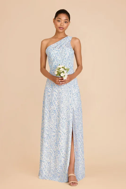 Kira Chiffon Dress With Slit - Blue Dreamy Ditsy sold by Birdy Grey