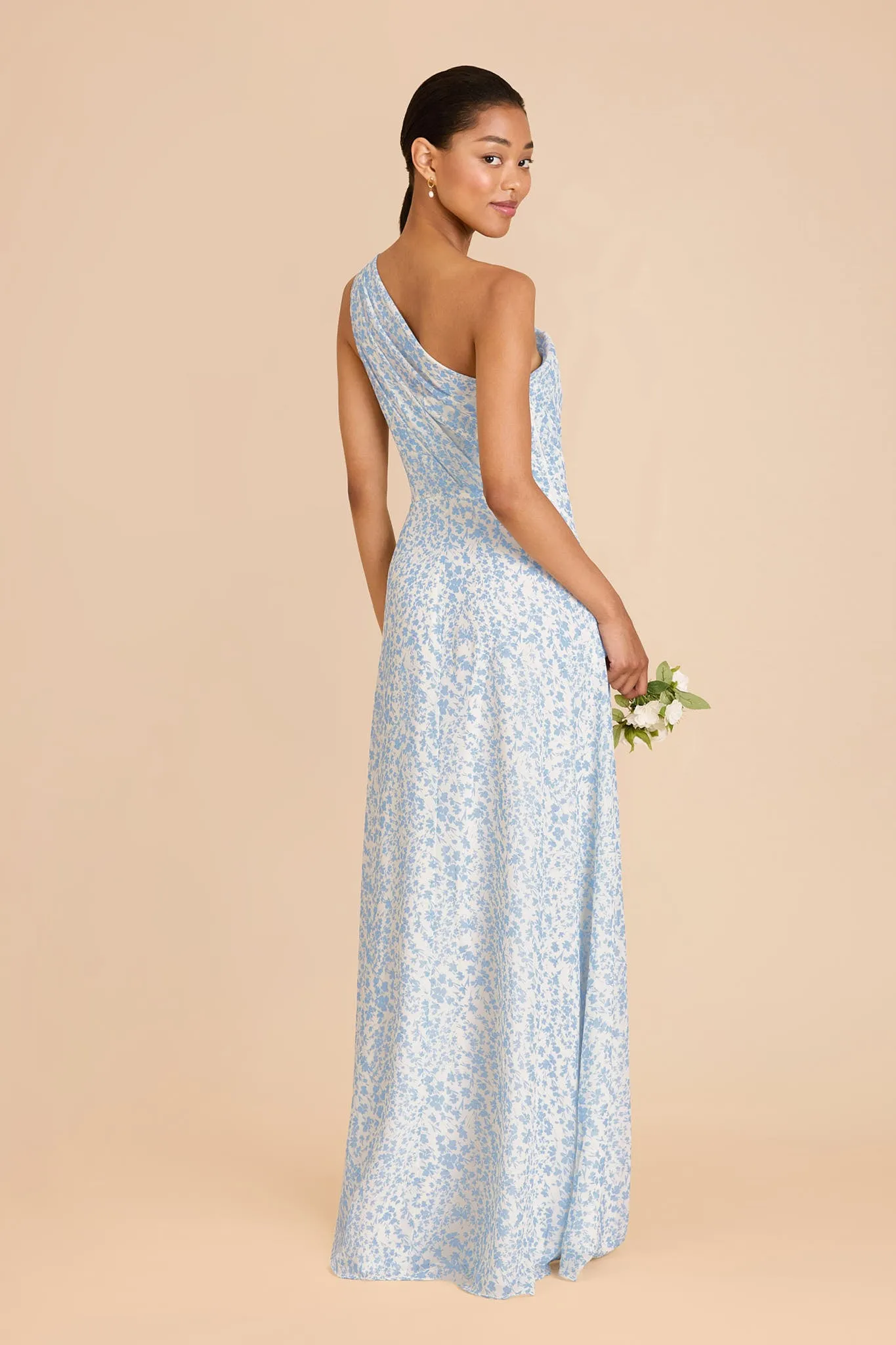 Kira Chiffon Dress With Slit - Blue Dreamy Ditsy sold by Birdy Grey product image thumbnail 4