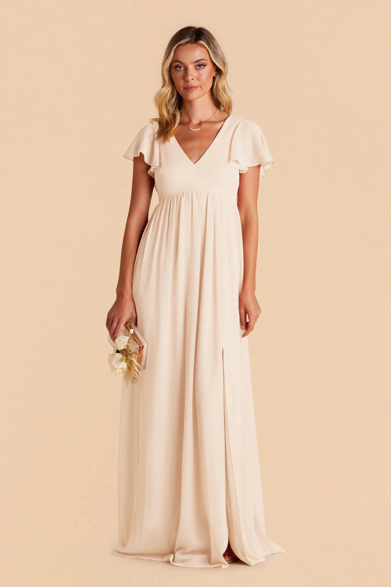 Hannah Chiffon Dress - Champagne sold by Birdy Grey
