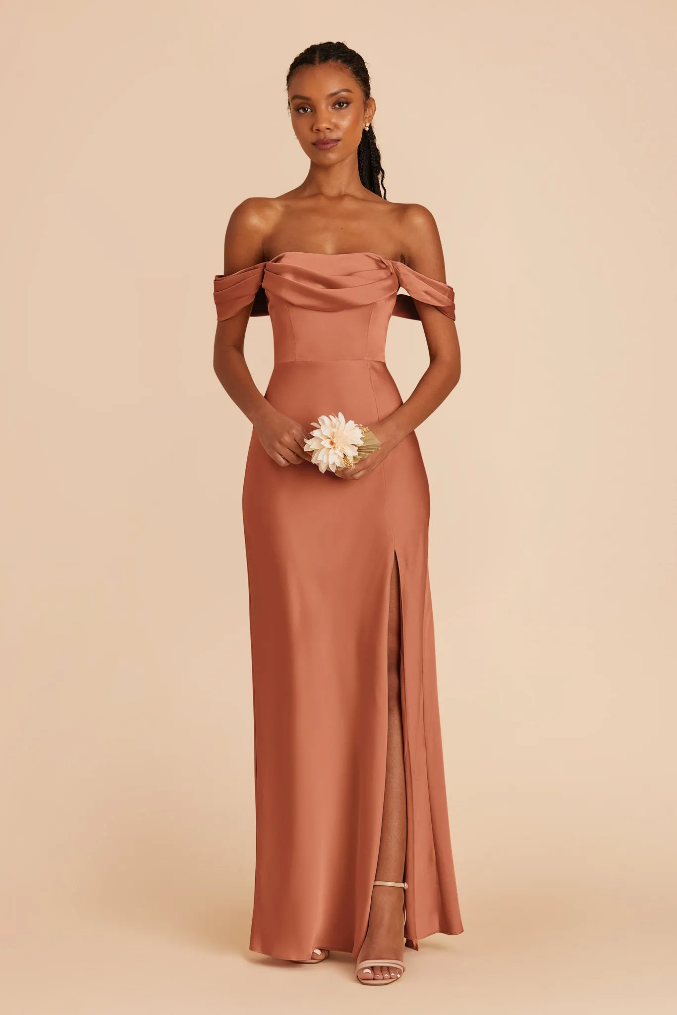 Mia Matte Satin Dress - Terracotta sold by Birdy Grey product image thumbnail 3