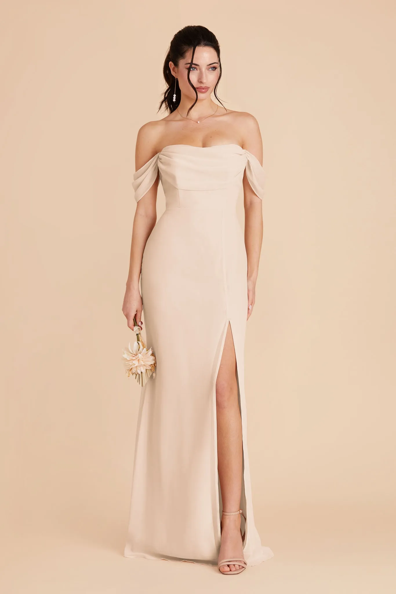 Mira Chiffon Dress - Champagne sold by Birdy Grey