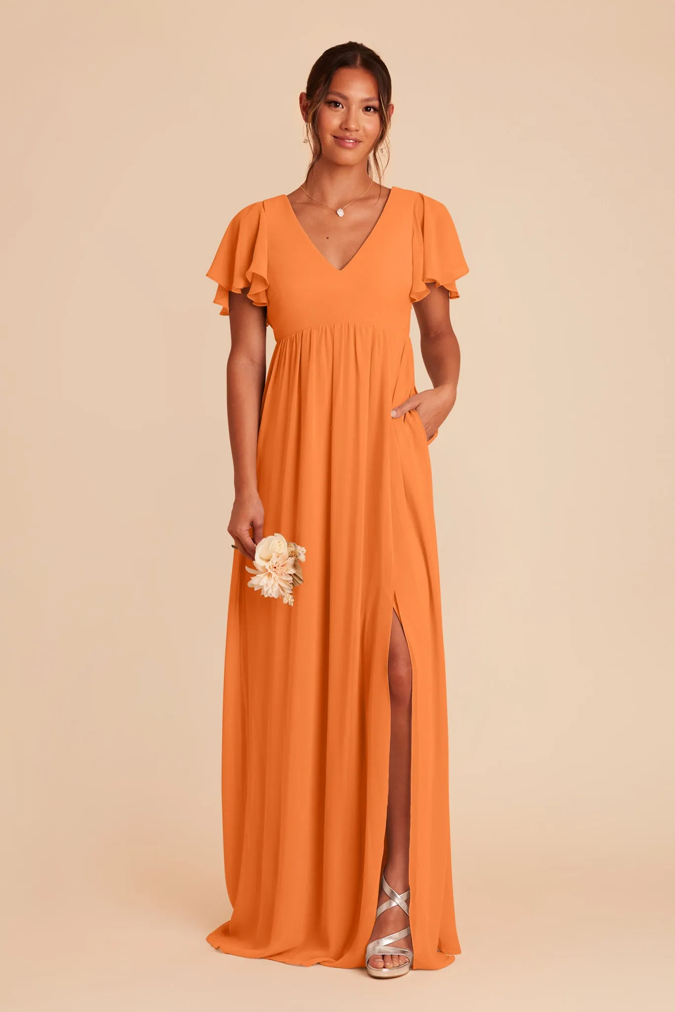 Hannah Chiffon Dress - Apricot sold by Birdy Grey product image thumbnail 3