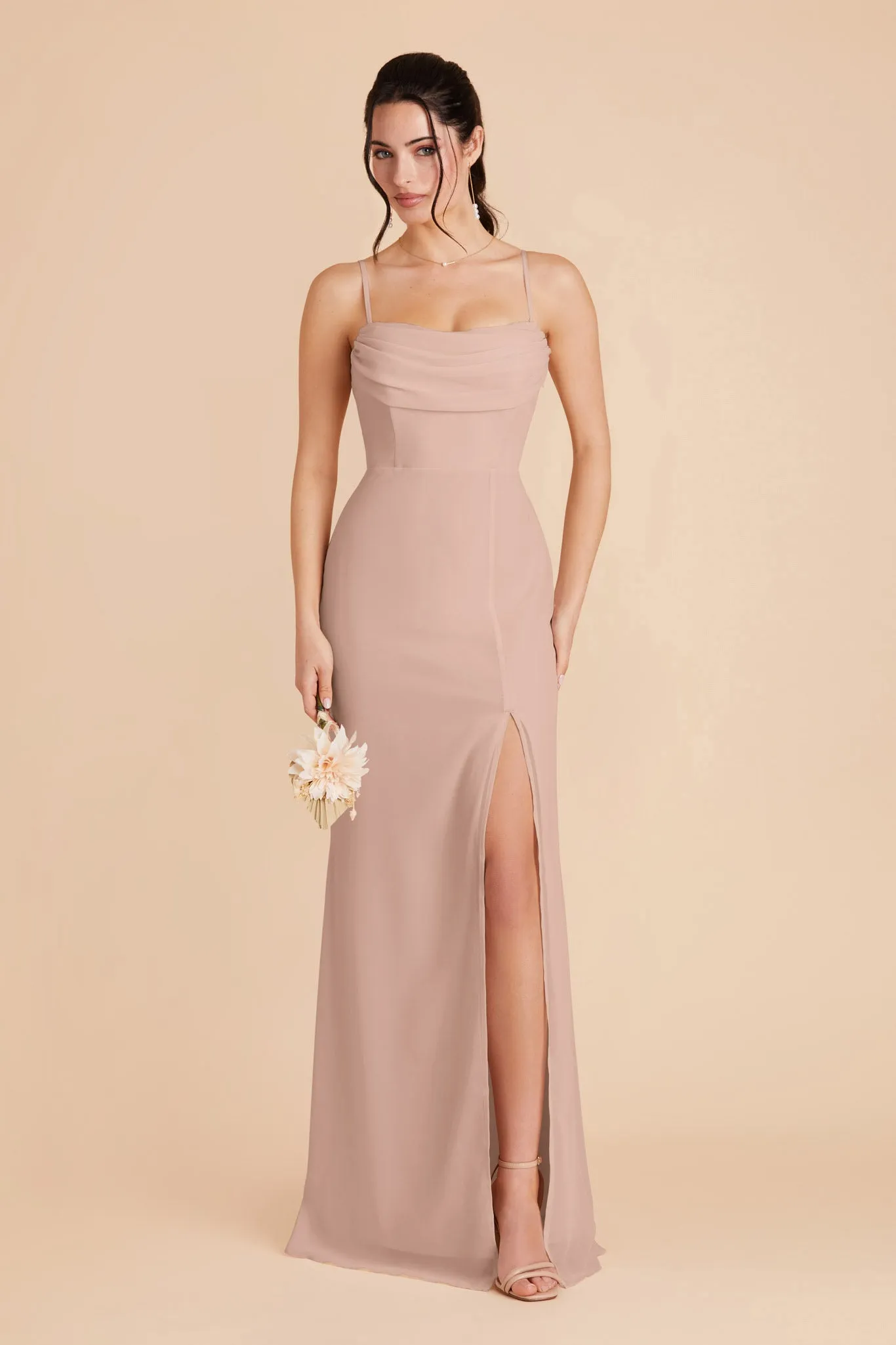 Mira Chiffon Dress - Taupe sold by Birdy Grey