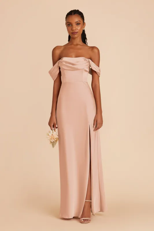 Mia Matte Satin Dress - Rose Gold sold by Birdy Grey