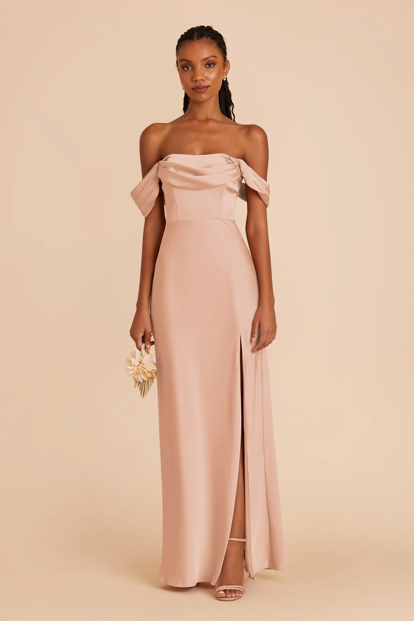 Mia Matte Satin Dress - Rose Gold sold by Birdy Grey