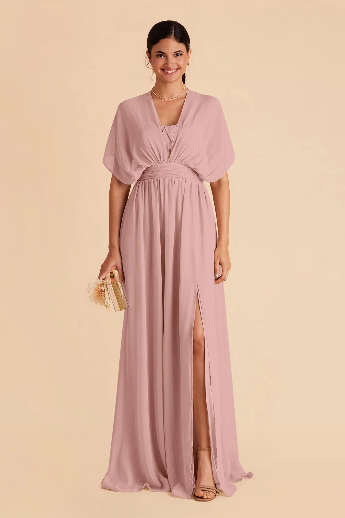 Grace Chiffon Dress With Slit - English Rose sold by Birdy Grey product image thumbnail 3