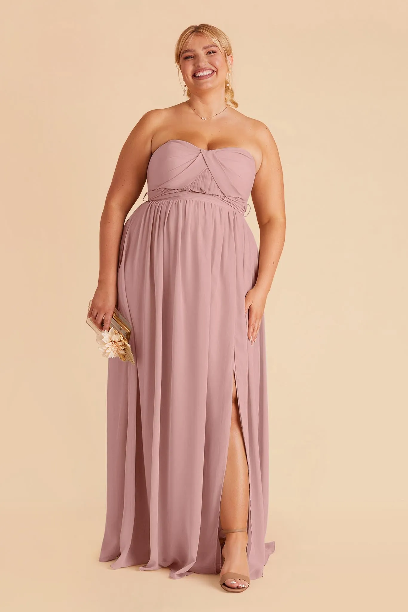 Grace Chiffon Dress With Slit - English Rose sold by Birdy Grey product image thumbnail 2