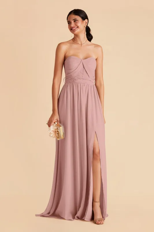 Grace Chiffon Dress With Slit - English Rose sold by Birdy Grey