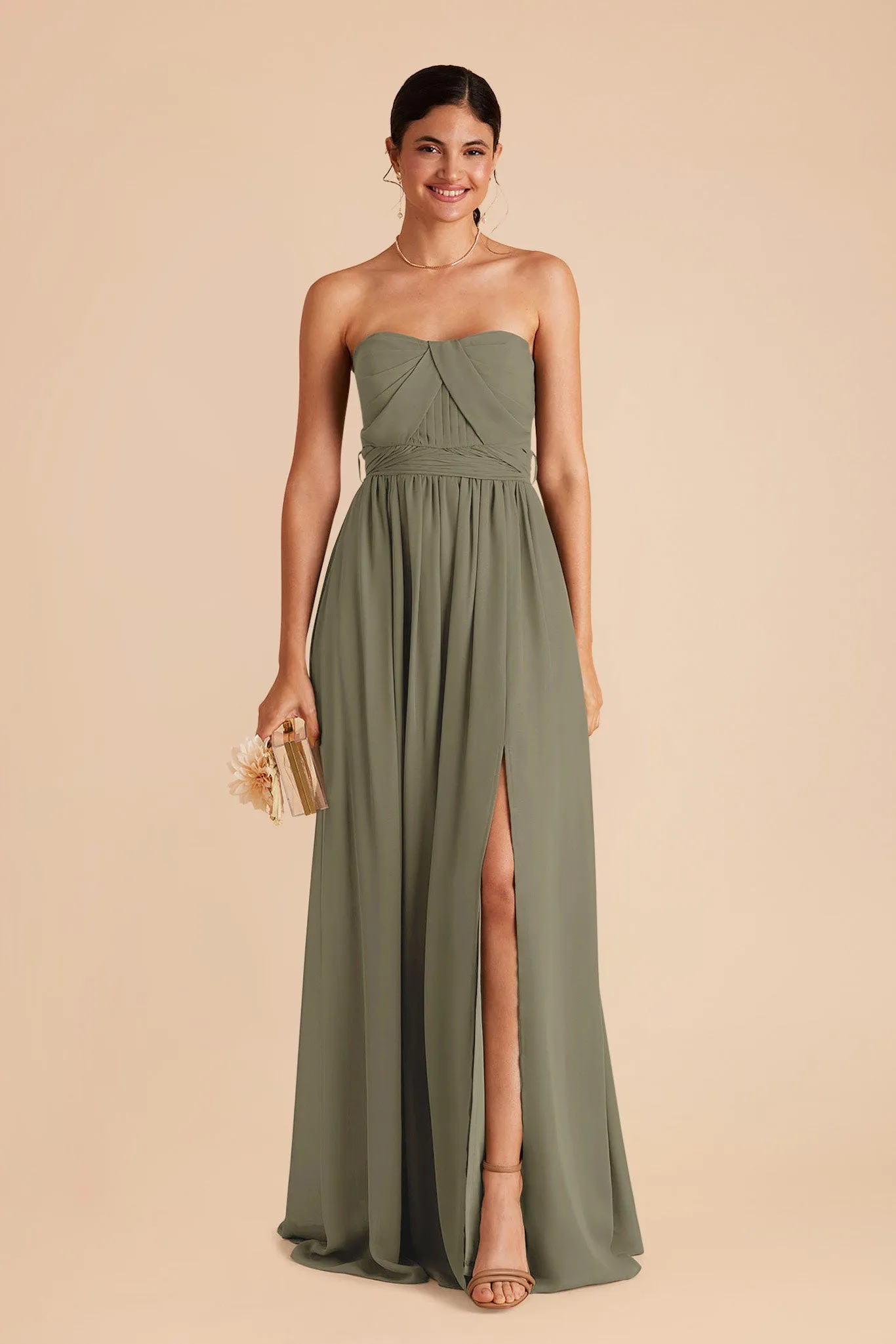 Grace Chiffon Dress With Slit - Thyme sold by Birdy Grey product image thumbnail 3