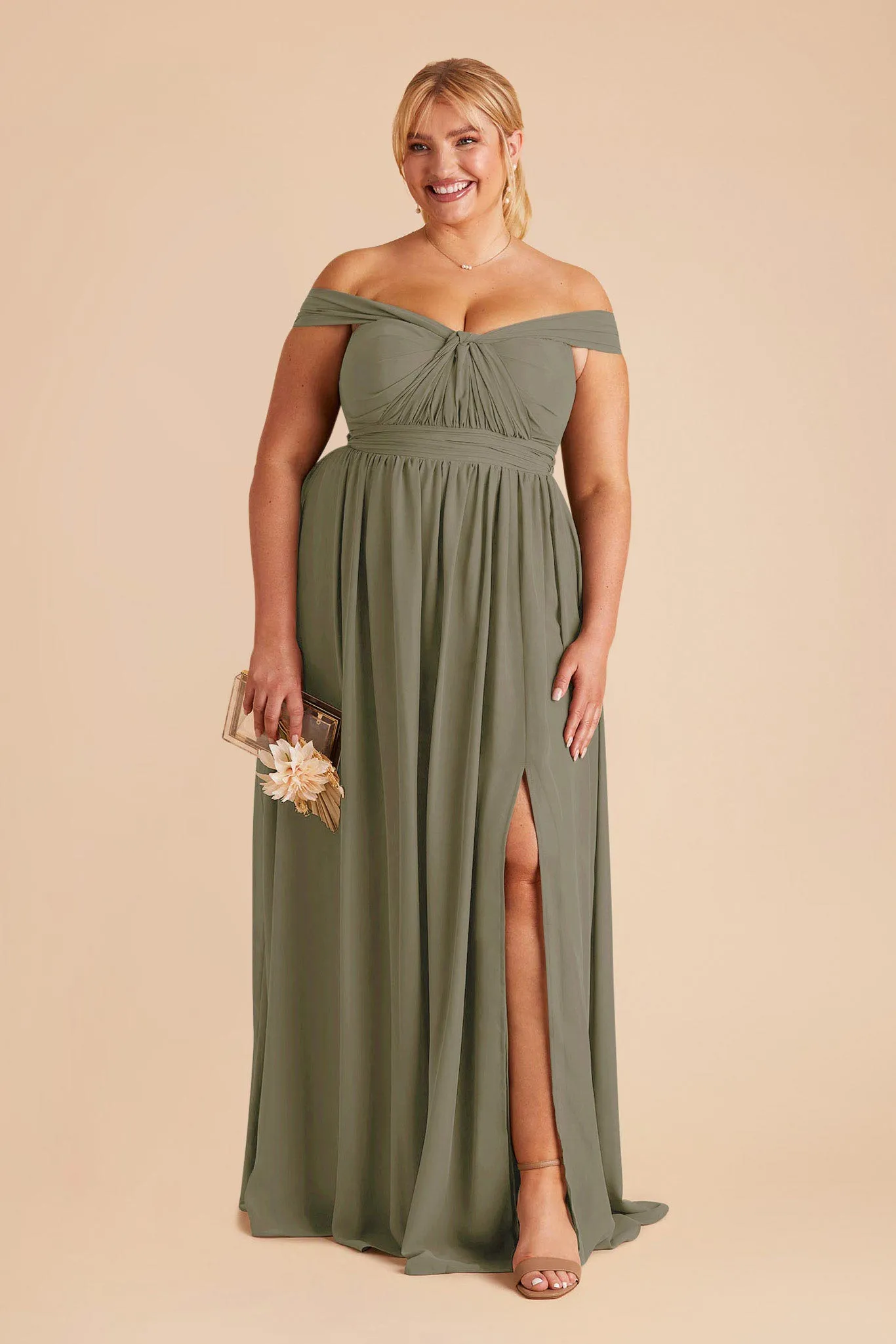 Grace Chiffon Dress With Slit - Thyme sold by Birdy Grey product image thumbnail 2