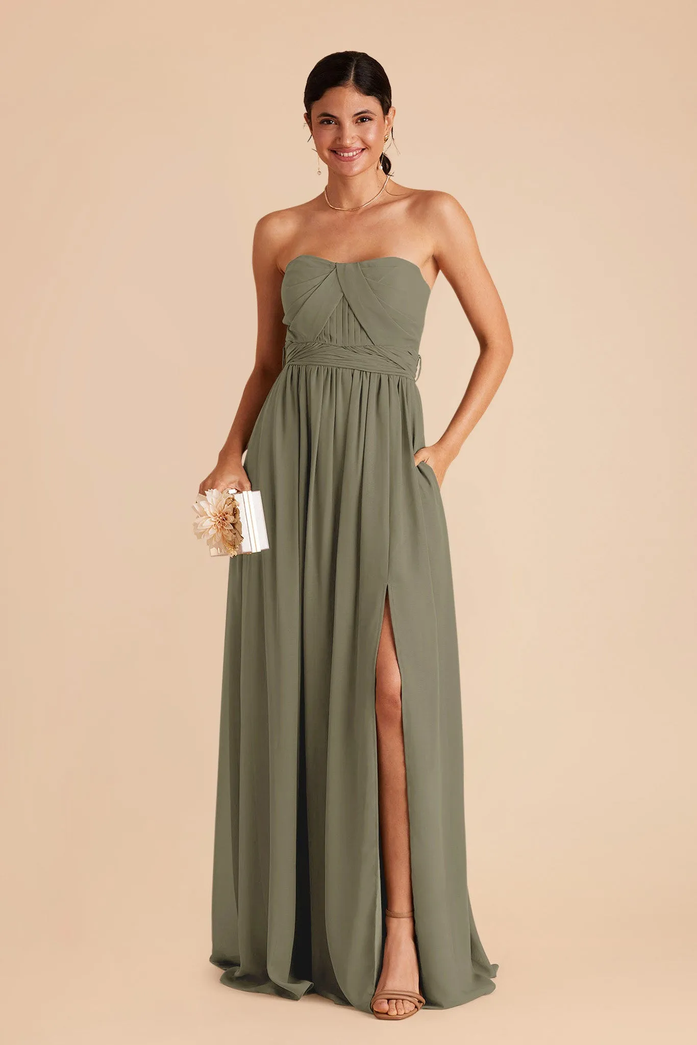 Grace Chiffon Dress With Slit - Thyme sold by Birdy Grey