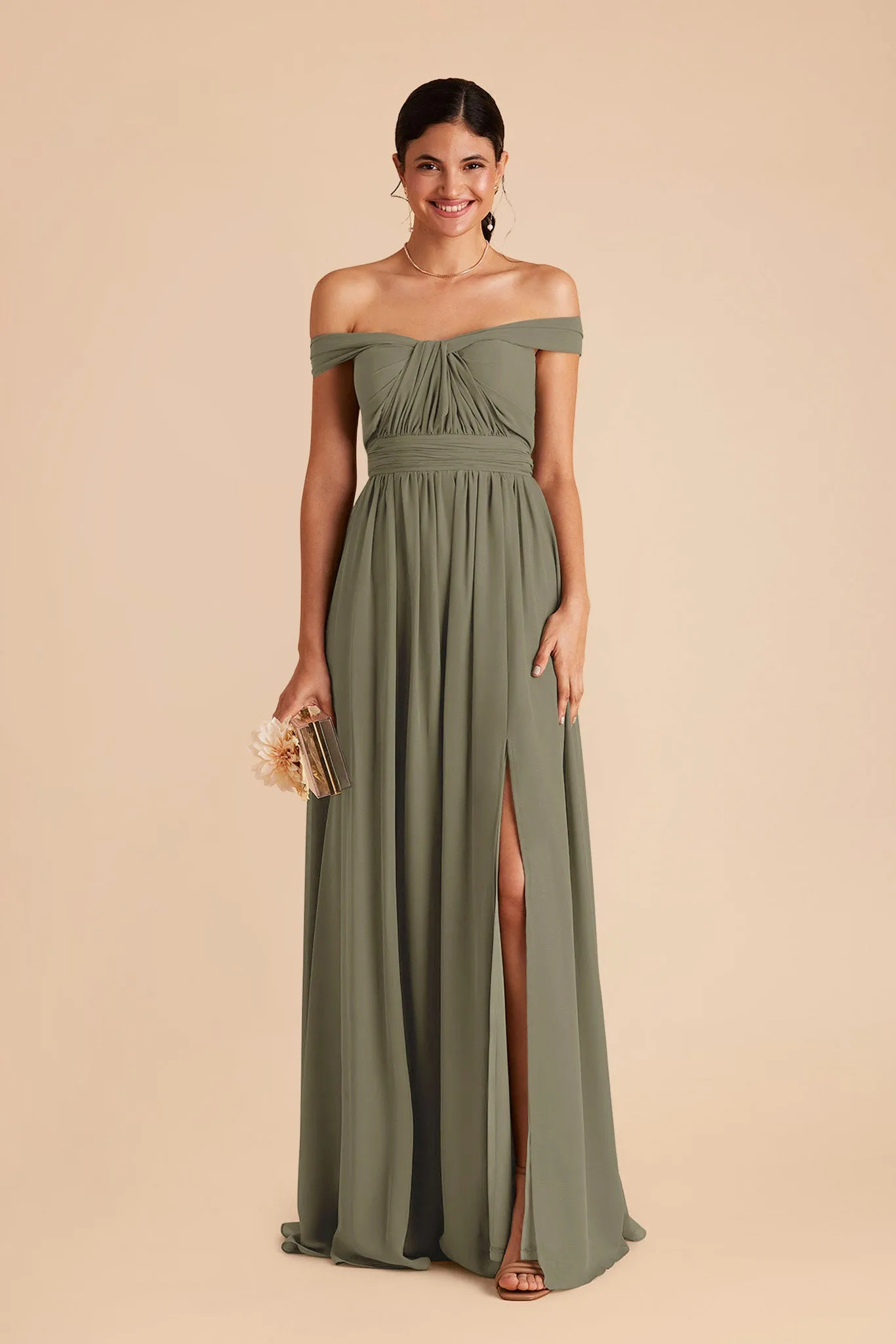 Grace Chiffon Dress With Slit - Thyme sold by Birdy Grey product image thumbnail 5