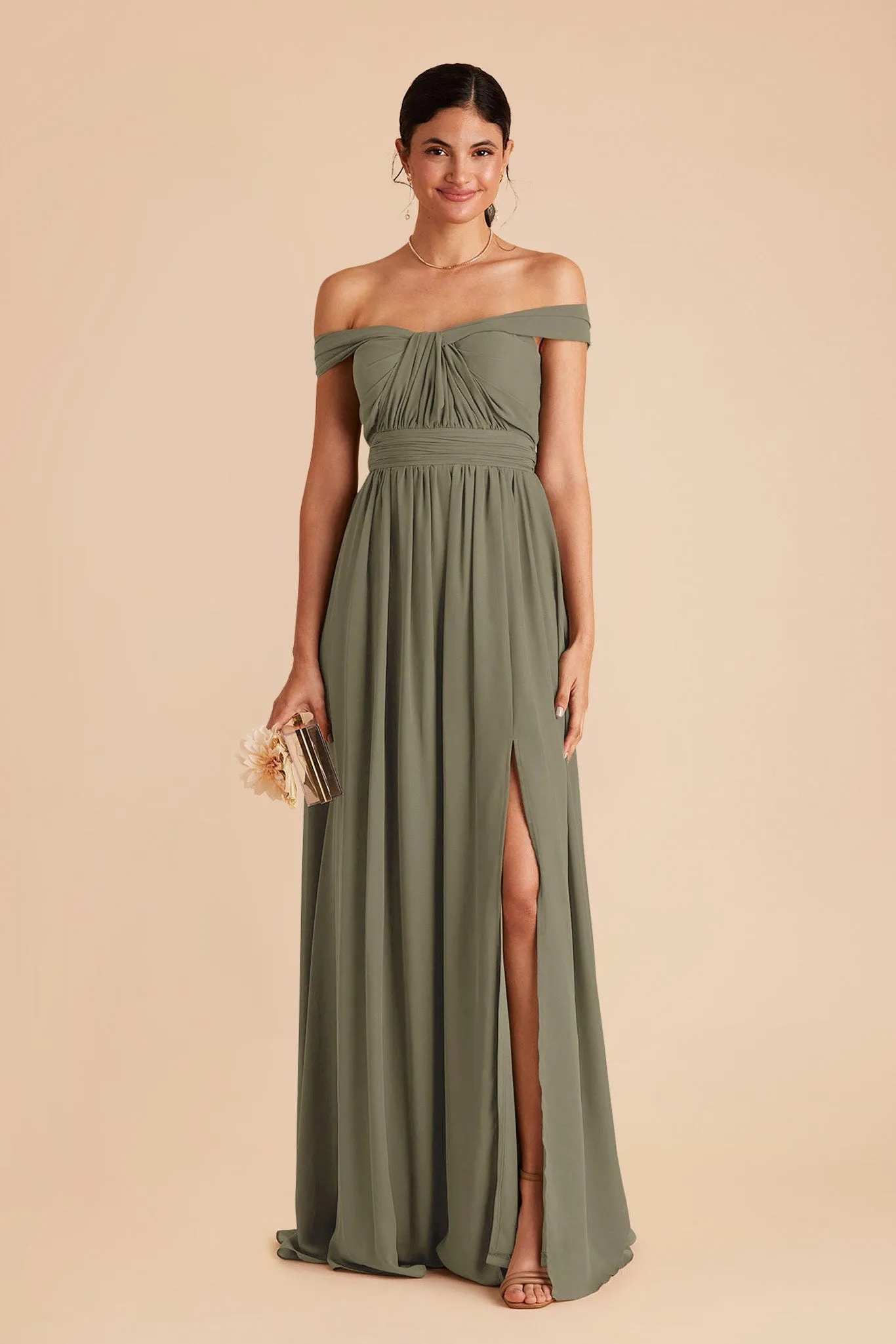Grace Chiffon Dress With Slit - Thyme sold by Birdy Grey product image thumbnail 4