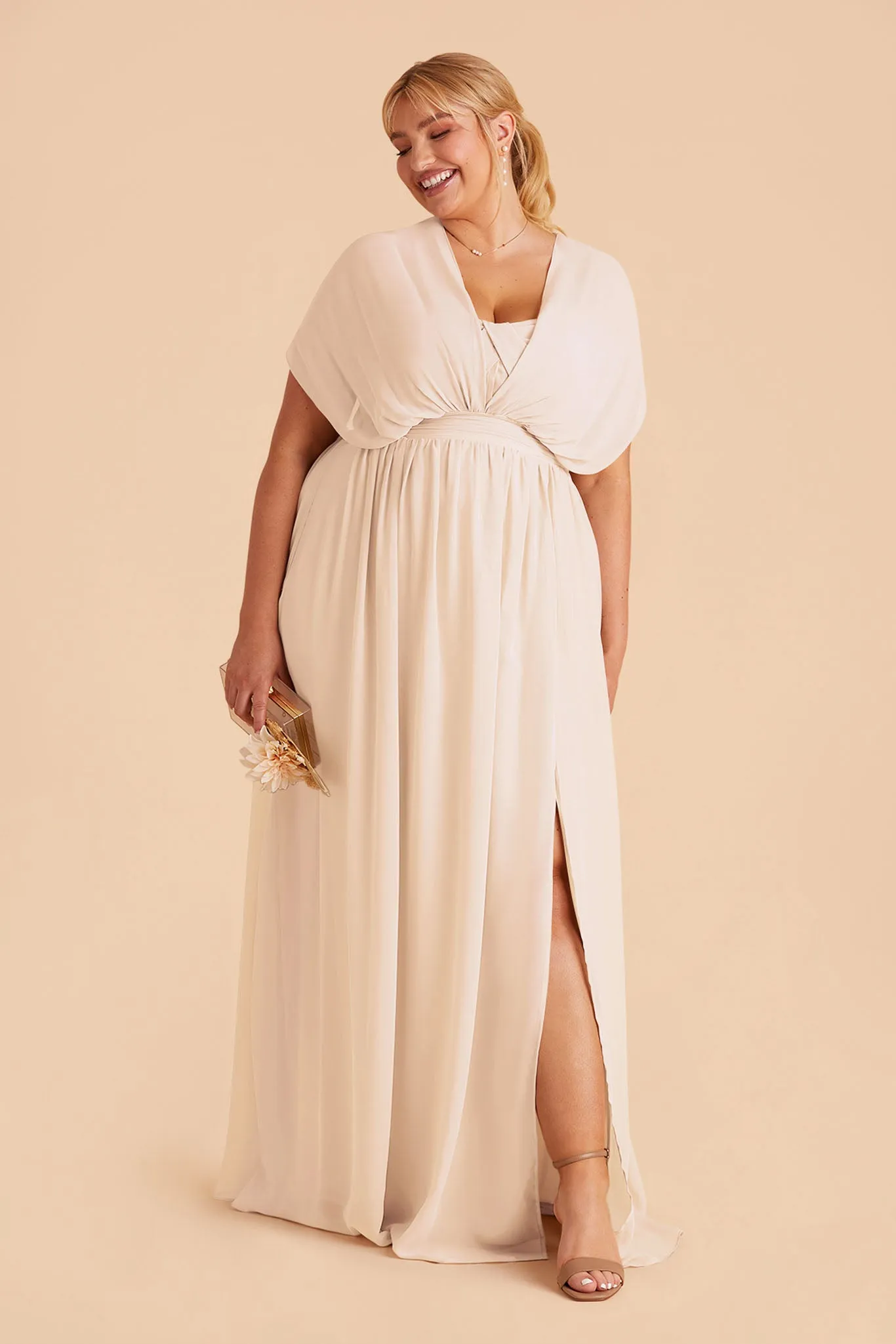 Grace Chiffon Dress With Slit - Champagne sold by Birdy Grey product image thumbnail 2