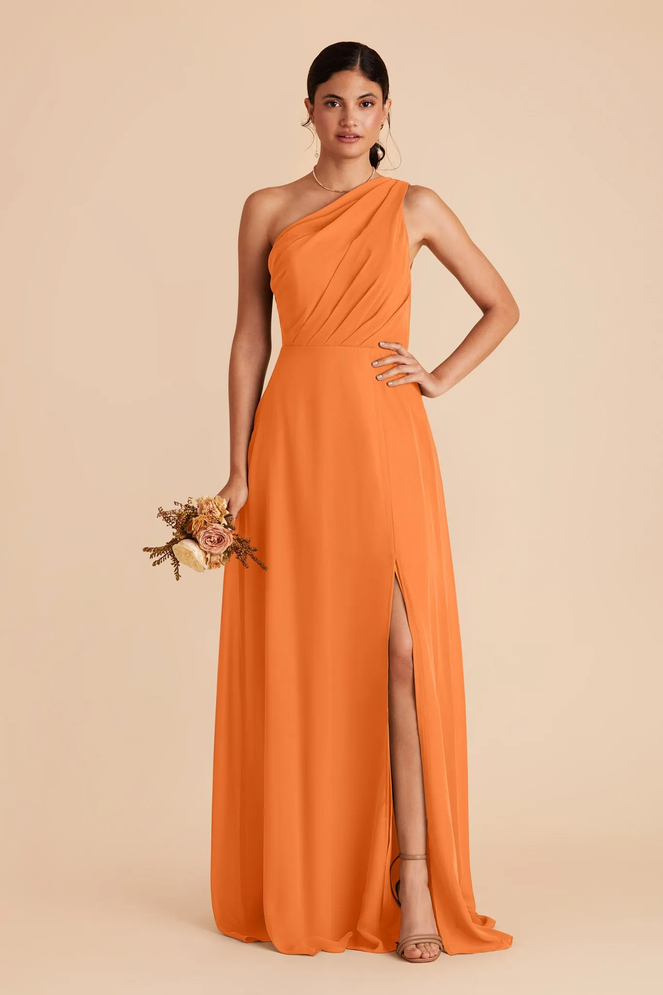 Kira Chiffon Dress With Slit - Apricot sold by Birdy Grey product image thumbnail 4