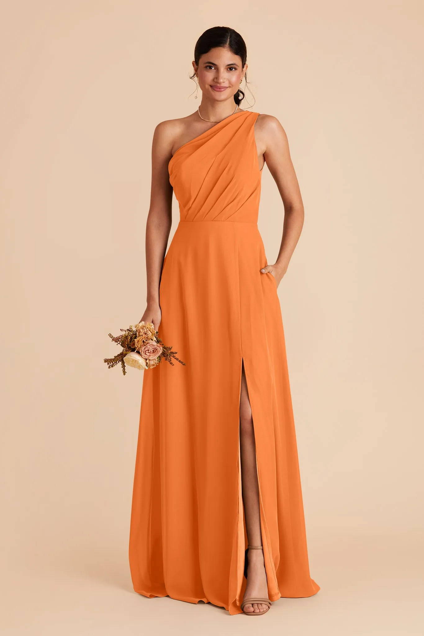Kira Chiffon Dress With Slit - Apricot sold by Birdy Grey product image thumbnail 3