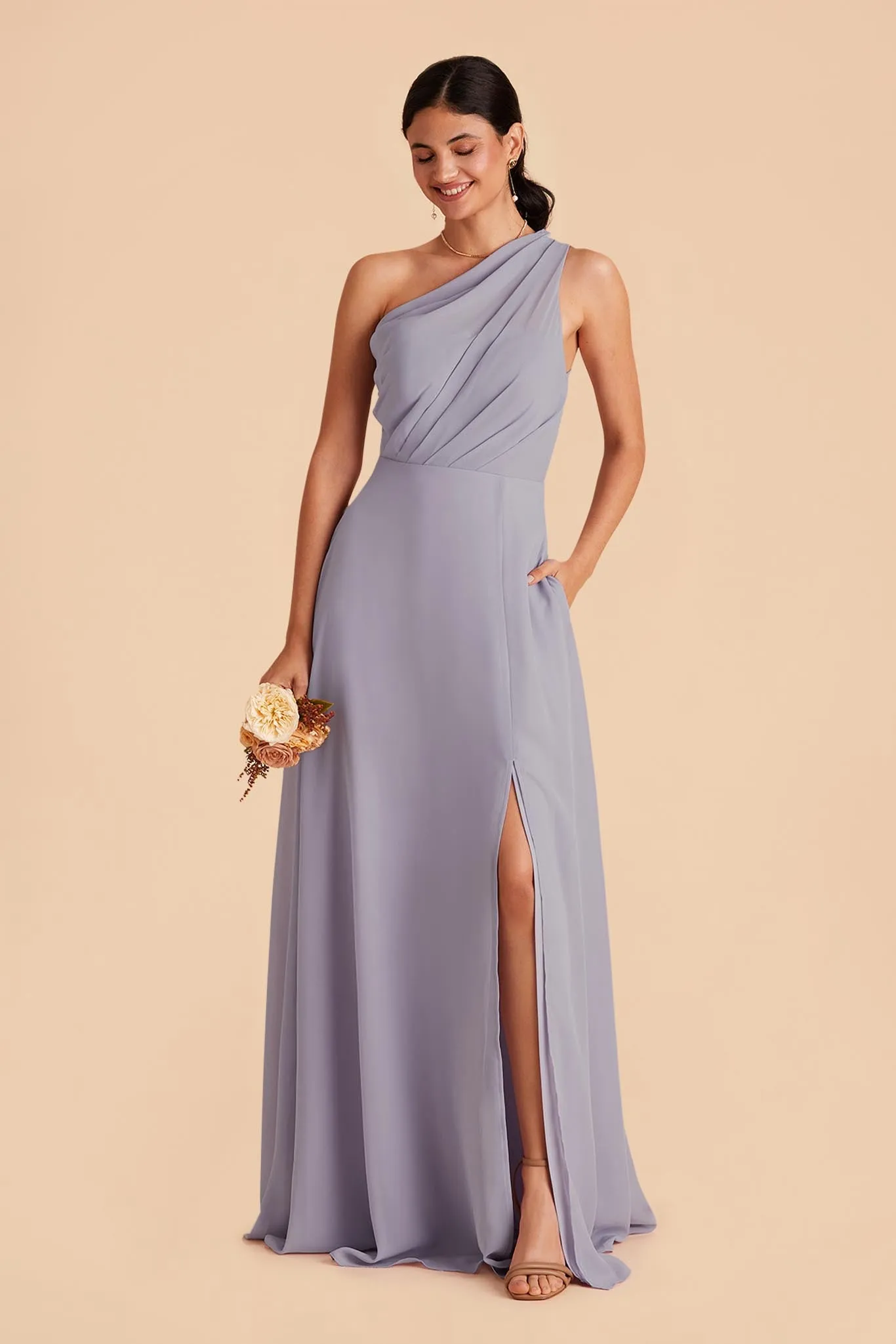 Kira Chiffon Dress With Slit - Dusty Lilac sold by Birdy Grey product image thumbnail 4