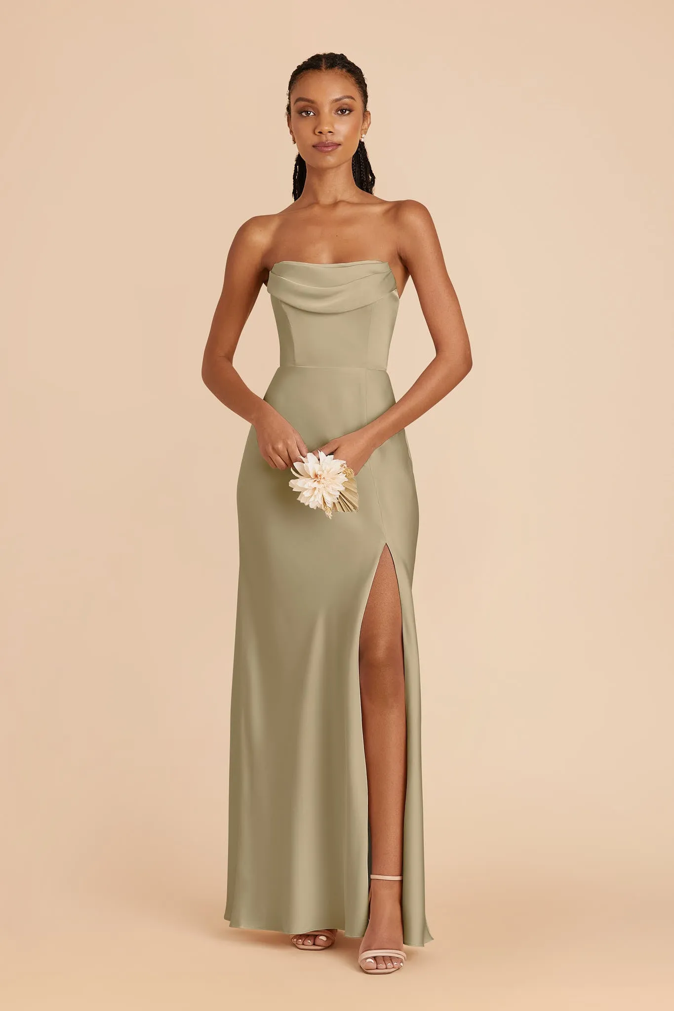 Mia Matte Satin Dress - Moss Green sold by Birdy Grey product image thumbnail 3